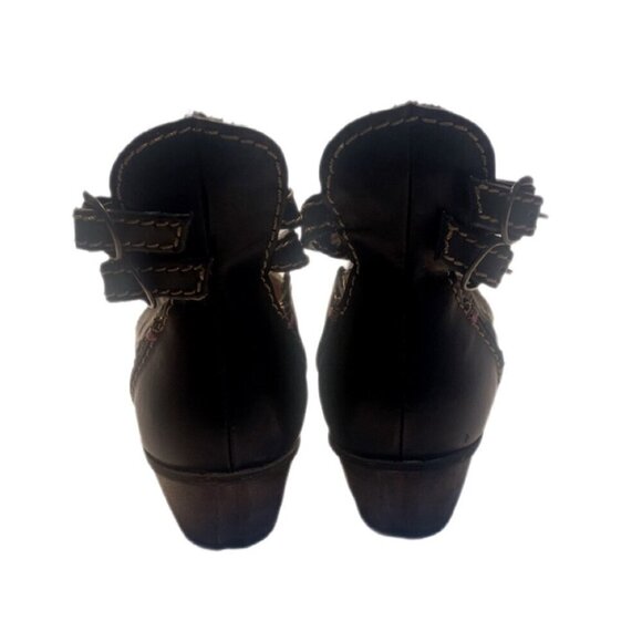 NWT Rovers Black leather Court Ballerina appliqué kitten Coachella heel 36/37 - Picture 4 of 5